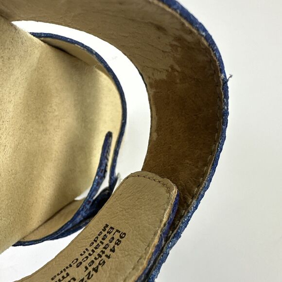 Dansko Sophie Sandal Blue Purple Snakeskin Leather Double Buckle Womens 38 7.5 - Picture 9 of 14